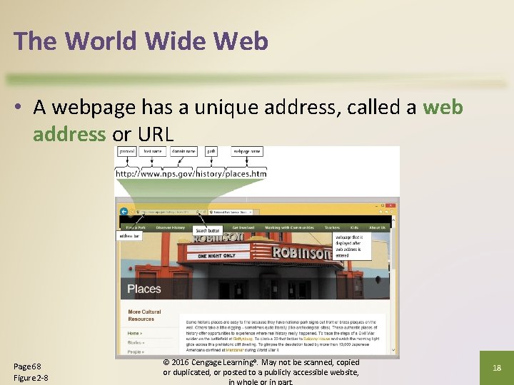 The World Wide Web • A webpage has a unique address, called a web