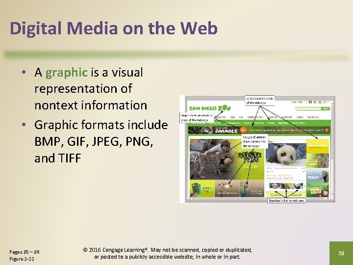 Digital Media on the Web • A graphic is a visual representation of nontext