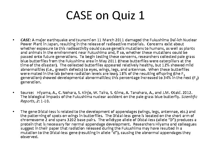 CASE on Quiz 1 • • • CASE: A major earthquake and tsunami on