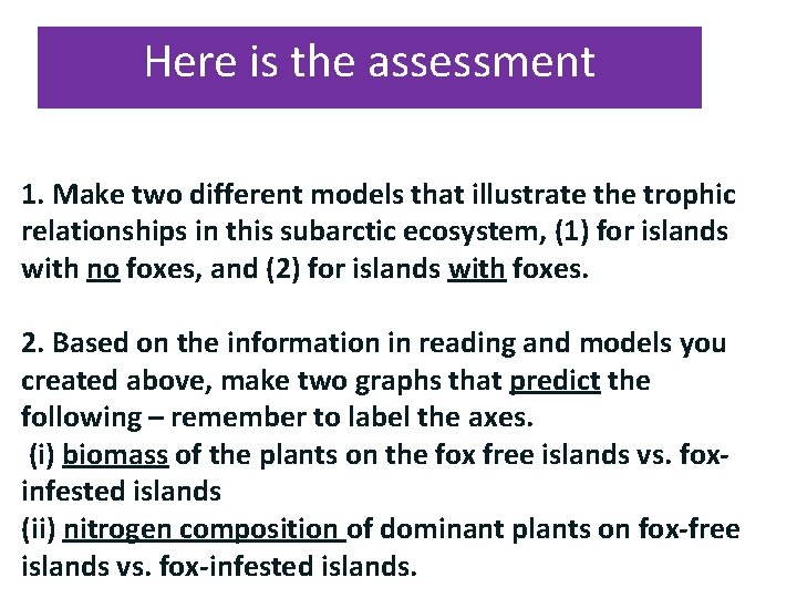 Here is the assessment 1. Make two different models that illustrate the trophic relationships