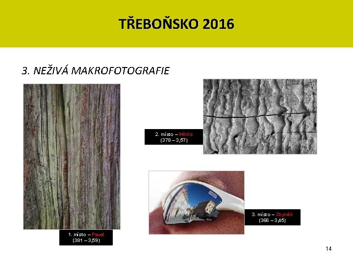 TŘEBOŇSKO 2016 3. NEŽIVÁ MAKROFOTOGRAFIE 2. místo – Miklís (378 – 3, 57) 3.