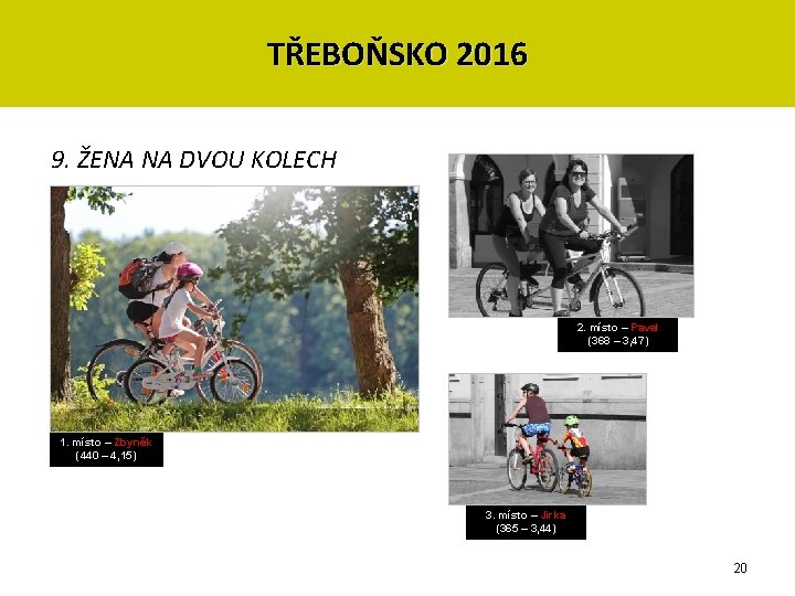 TŘEBOŇSKO 2016 9. ŽENA NA DVOU KOLECH 2. místo – Pavel (368 – 3,