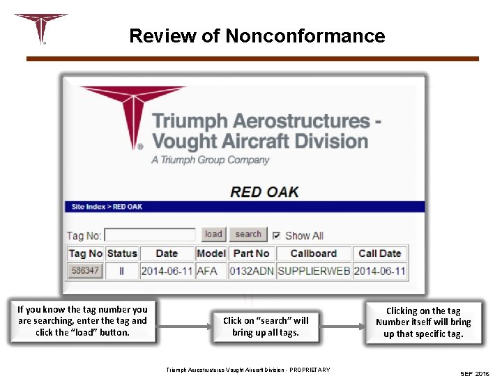 Review of Nonconformance If you know the tag number you are searching, enter the