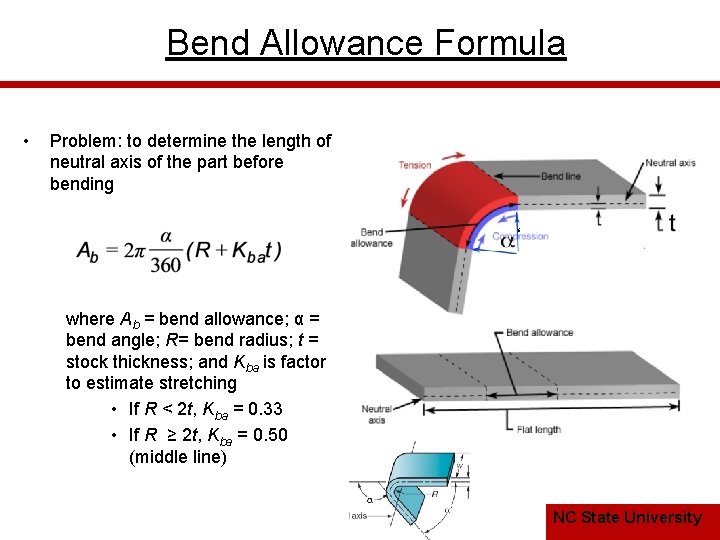 Bend Allowance Formula • Problem: to determine the length of neutral axis of the
