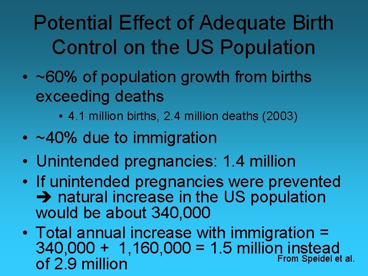 Potential Effect of Adequate Birth Control on the US Population • ~60% of population