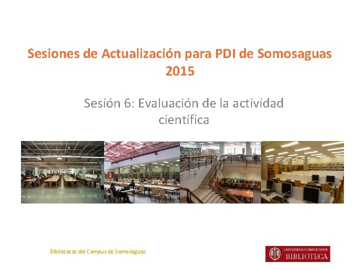 Sesiones de Actualización para PDI de Somosaguas 2015 Sesión 6: Evaluación de la actividad