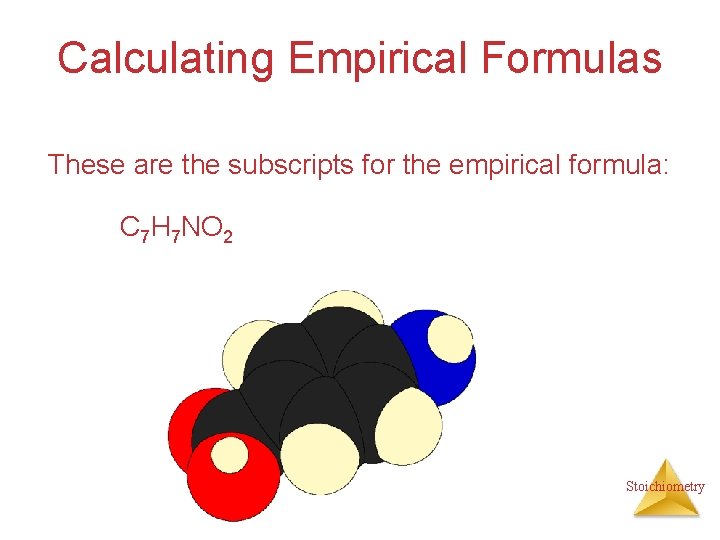 Calculating Empirical Formulas These are the subscripts for the empirical formula: C 7 H