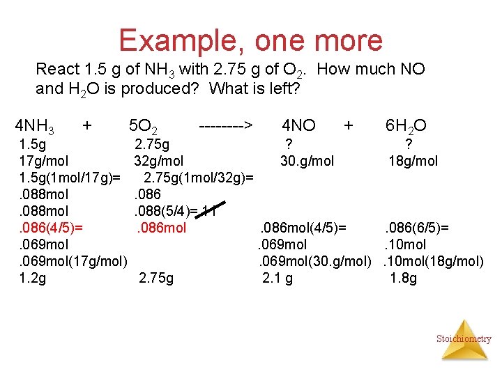 Example, one more React 1. 5 g of NH 3 with 2. 75 g