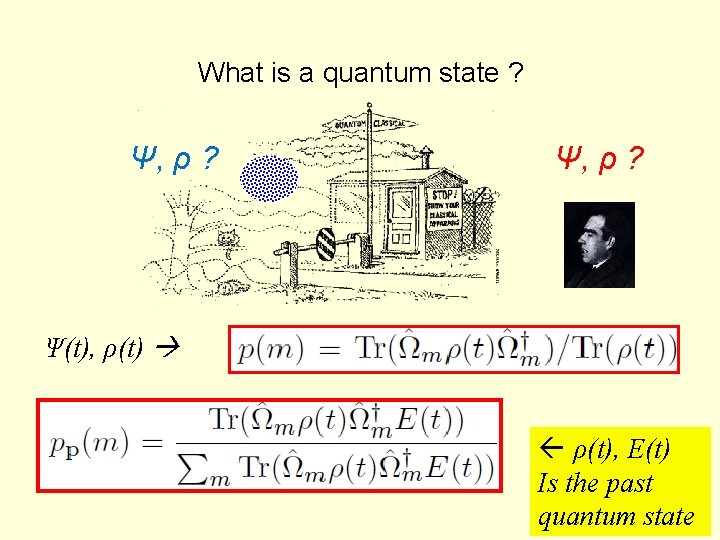 What is a quantum state ? Ψ, ρ ? Ψ(t), ρ(t) ß ρ(t), E(t)