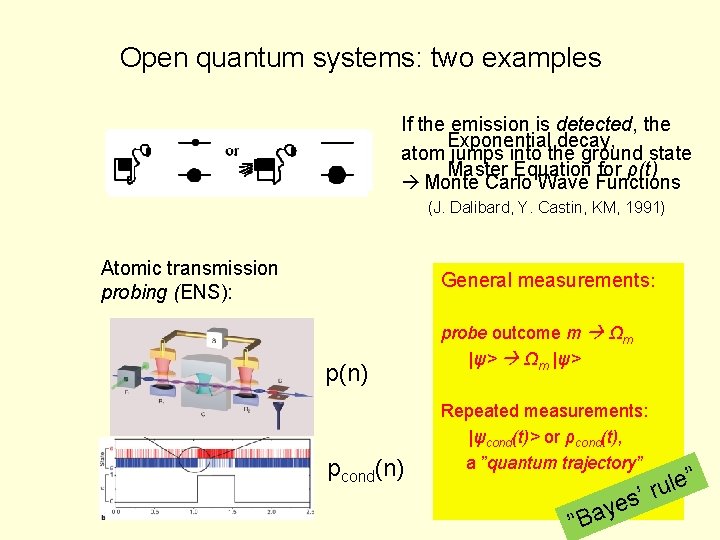 Open quantum systems: two examples If the emission is detected, the Exponential decay, atom