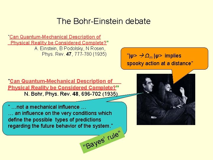 The Bohr-Einstein debate ”Can Quantum-Mechanical Description of Physical Reality be Considered Complete? ” A.