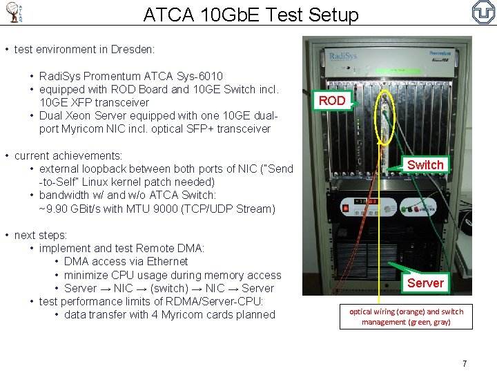 ATCA 10 Gb. E Test Setup • test environment in Dresden: • Radi. Sys