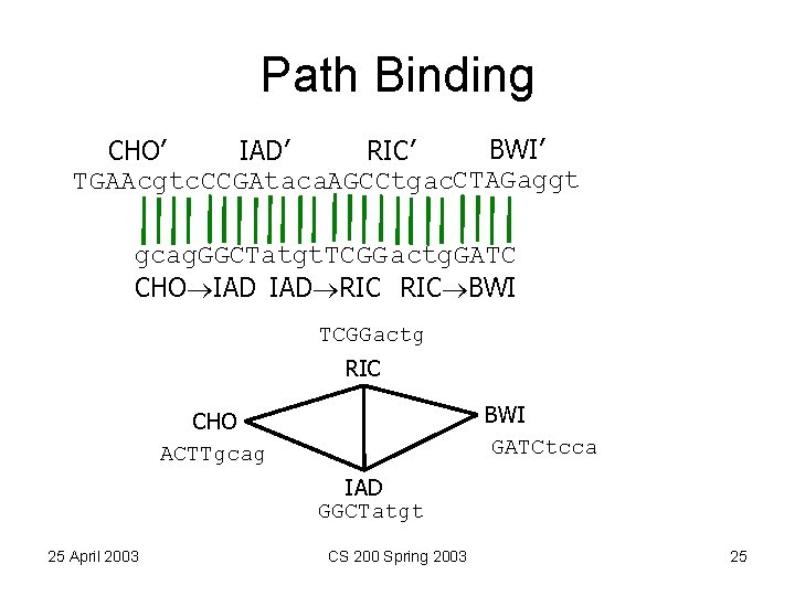 Path Binding BWI’ RIC’ IAD’ CHO’ TGAAcgtc. CCGAtaca. AGCCtgac. CTAGaggt gcag. GGCTatgt. TCGG actg.