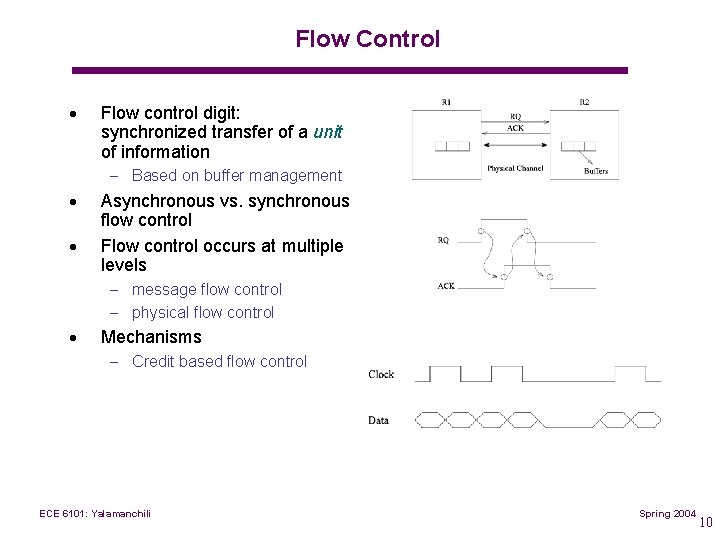 Flow Control · Flow control digit: synchronized transfer of a unit of information –