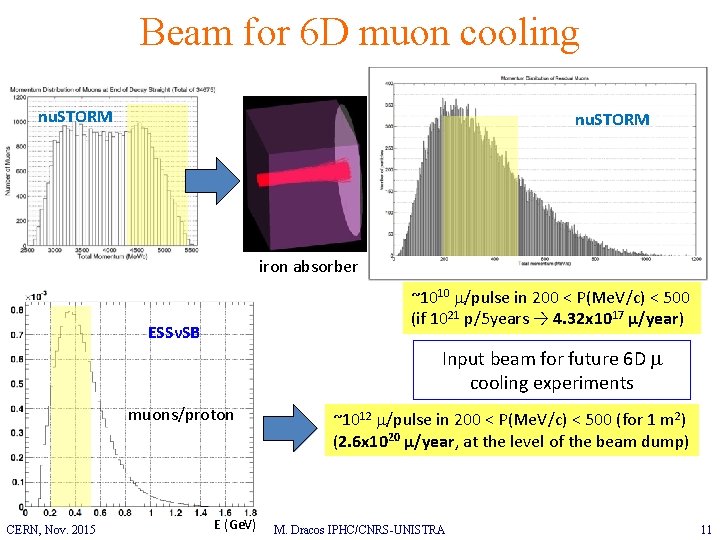 Beam for 6 D muon cooling nu. STORM iron absorber ~1010 m/pulse in 200