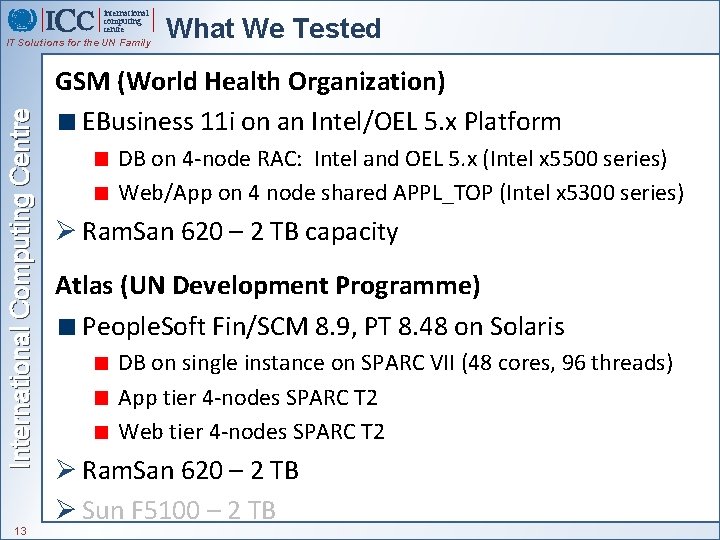 international computing centre International Computing Centre IT Solutions for the UN Family 13 What