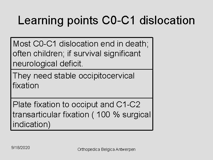 Learning points C 0 -C 1 dislocation Most C 0 -C 1 dislocation end