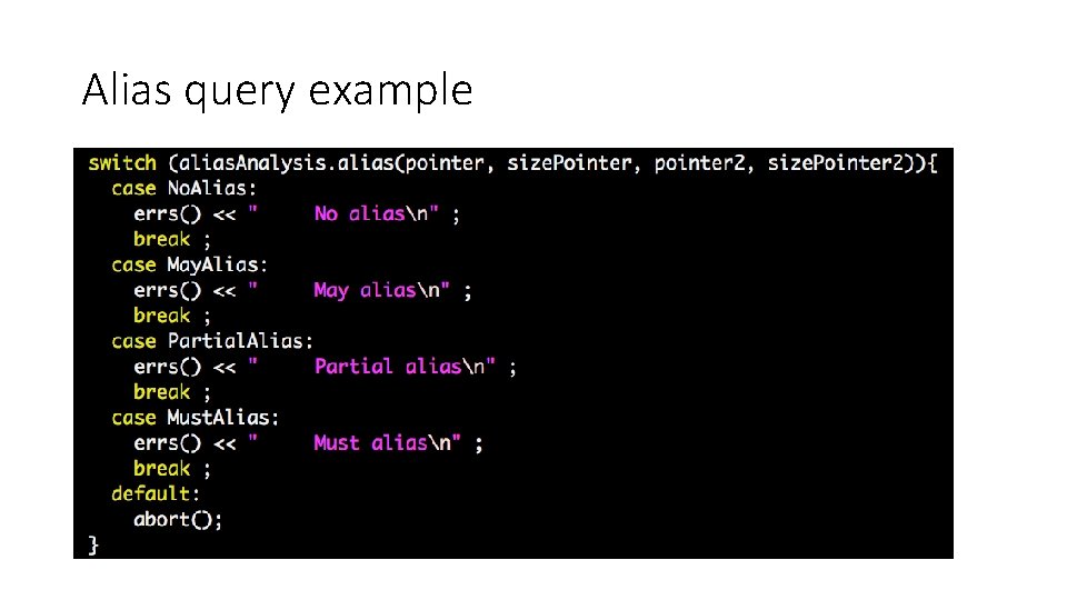 Alias query example 