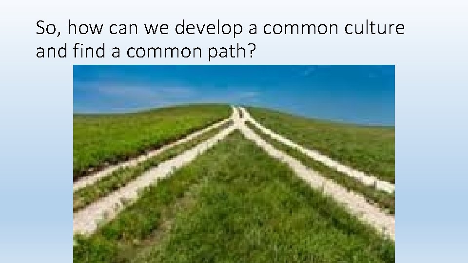 So, how can we develop a common culture and find a common path? 