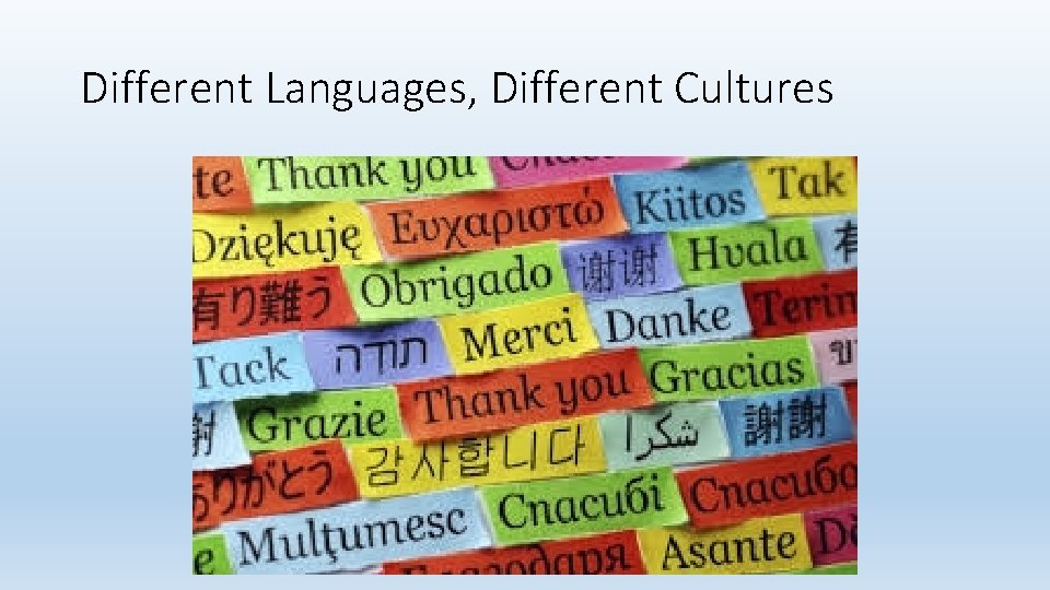 Different Languages, Different Cultures 