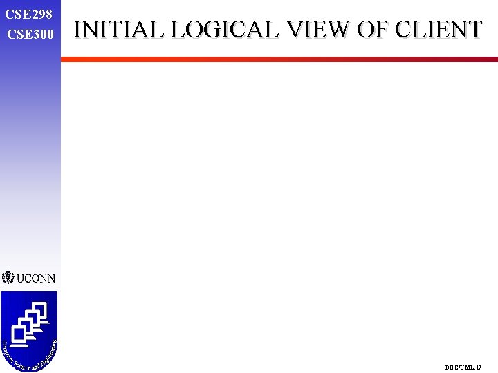 CSE 298 CSE 300 INITIAL LOGICAL VIEW OF CLIENT DOC/UML. 17 CSE 298 CSE 300 INITIAL LOGICAL VIEW OF CLIENT DOC/UML. 17