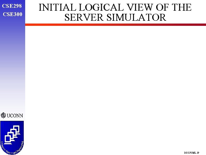 CSE 298 CSE 300 INITIAL LOGICAL VIEW OF THE SERVER SIMULATOR DOC/UML. 19 CSE 298 CSE 300 INITIAL LOGICAL VIEW OF THE SERVER SIMULATOR DOC/UML. 19