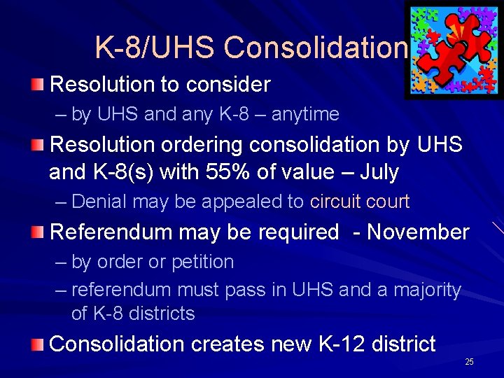 K-8/UHS Consolidation Resolution to consider – by UHS and any K-8 – anytime Resolution