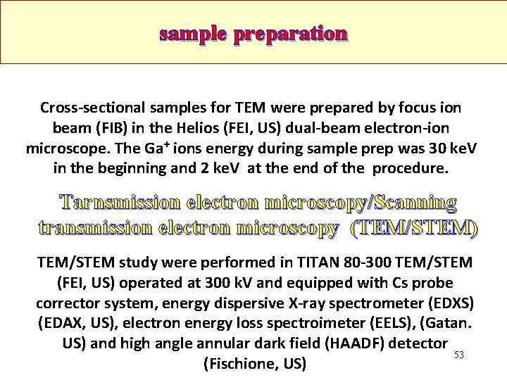 sample preparation Cross-sectional samples for TEM were prepared by focus ion beam (FIB) in