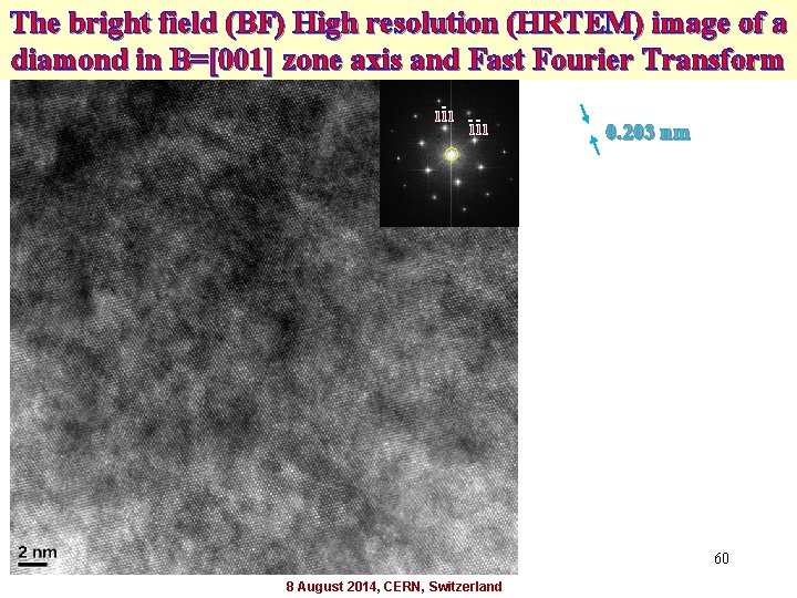 The bright field (BF) High resolution (HRTEM) image of a diamond in B=[001] zone