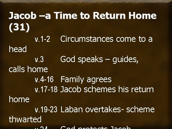 Jacob –a Time to Return Home (31) v. 1 -2 head v. 3 calls