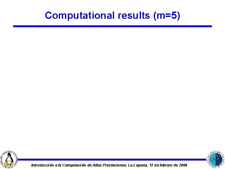 Computational results (m=5) Introducción a la Computación de Altas Prestaciones. La Laguna, 12 de