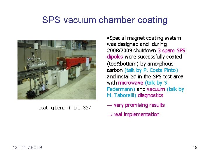 SPS vacuum chamber coating • Special magnet coating system was designed and during 2008/2009