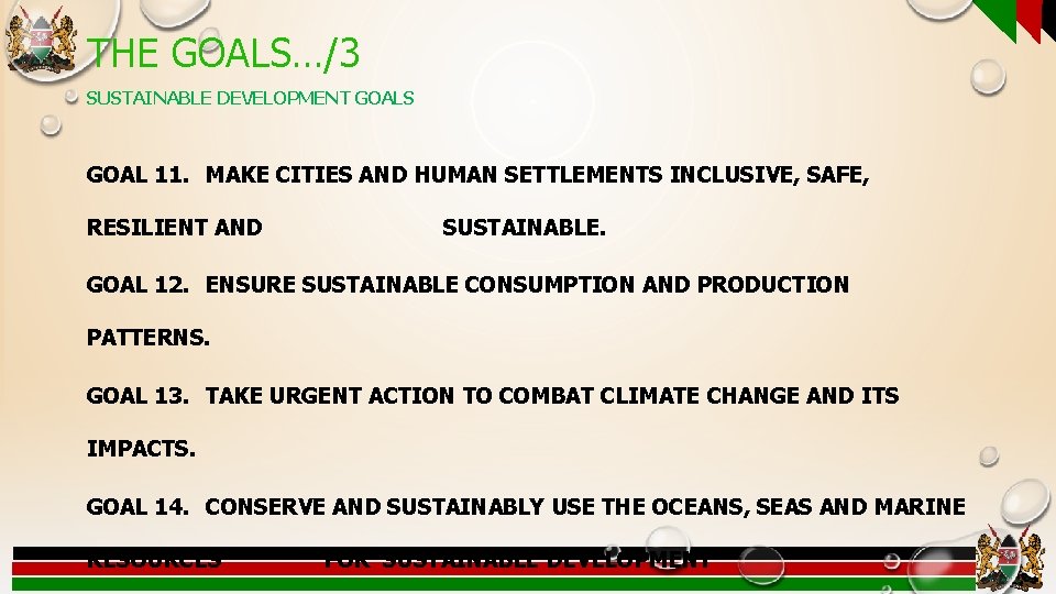 THE GOALS…/3 SUSTAINABLE DEVELOPMENT GOALS GOAL 11. MAKE CITIES AND HUMAN SETTLEMENTS INCLUSIVE, SAFE,