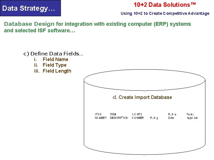 Data Strategy… 10+2 Data Solutions™ Using 10+2 to Create Competitive Advantage Database Design for