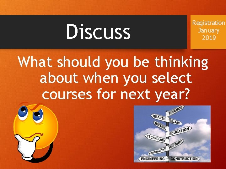 Discuss Registration January 2019 What should you be thinking about when you select courses