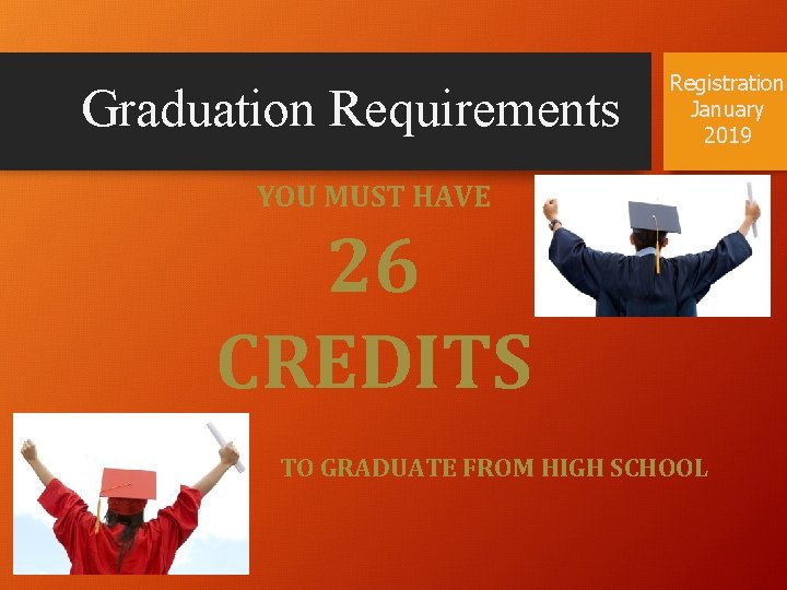 Graduation Requirements Registration January 2019 YOU MUST HAVE 26 CREDITS TO GRADUATE FROM HIGH