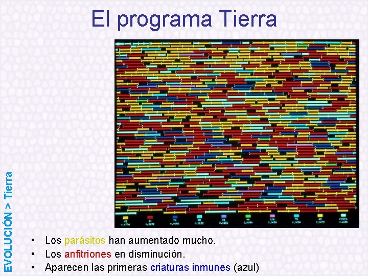 EVOLUCIÓN > Tierra El programa Tierra • Los parásitos han aumentado mucho. • Los