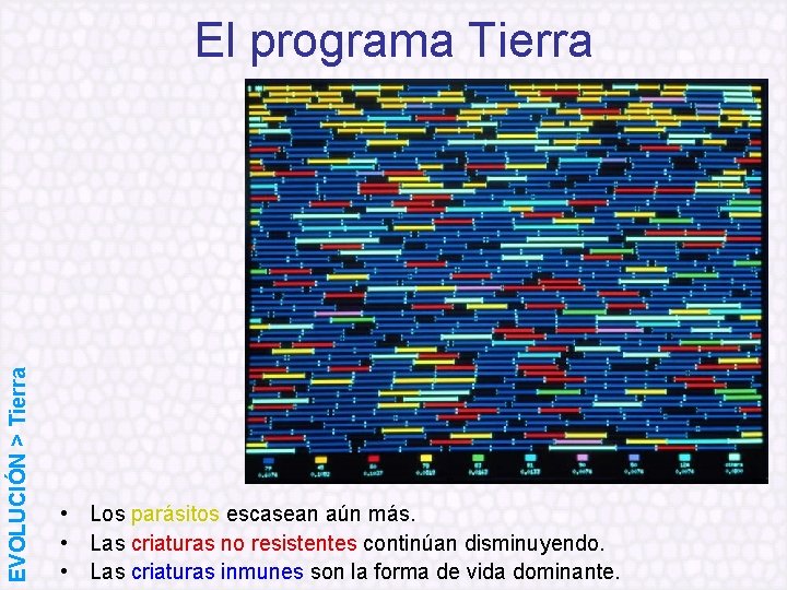 EVOLUCIÓN > Tierra El programa Tierra • Los parásitos escasean aún más. • Las