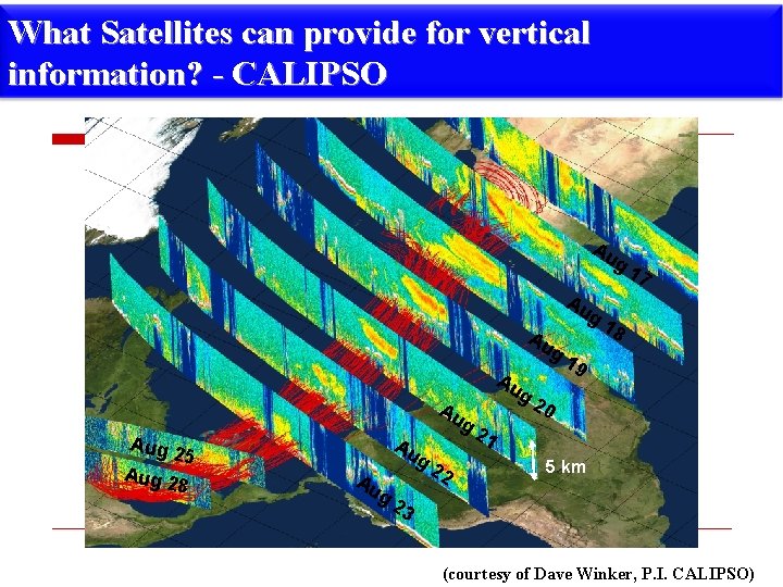 What Satellites can provide for vertical information? - CALIPSO Au g 1 7 Au