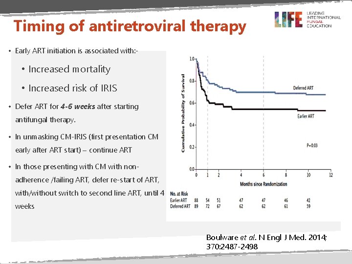 Timing of antiretroviral therapy • Early ART initiation is associated with: - • Increased