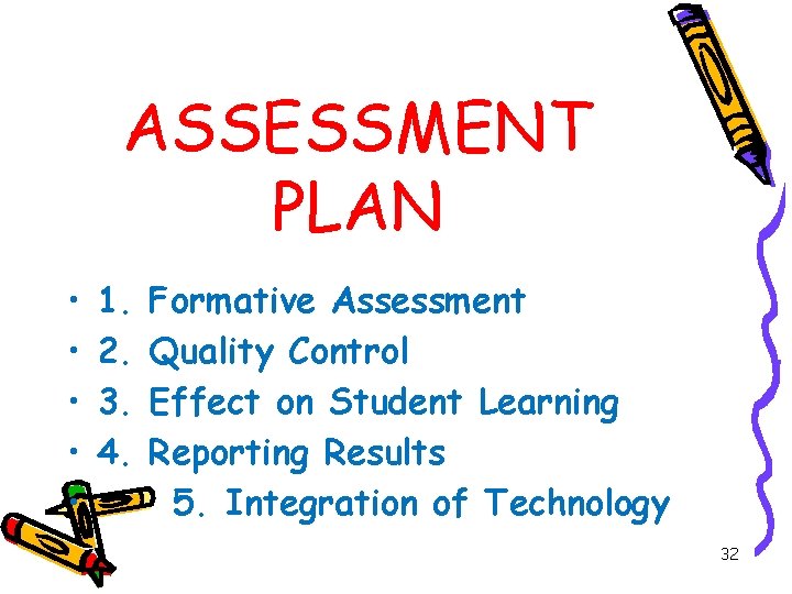 ASSESSMENT PLAN • • • 1. 2. 3. 4. Formative Assessment Quality Control Effect