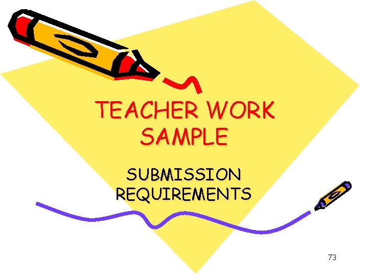 TEACHER WORK SAMPLE SUBMISSION REQUIREMENTS 73 