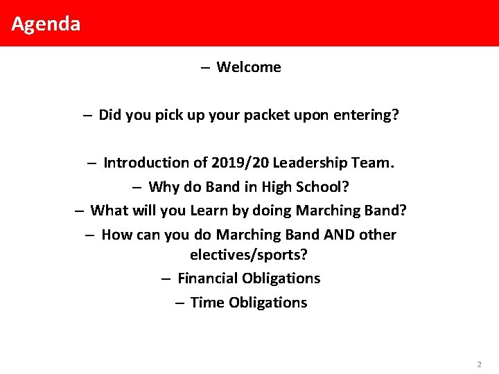 Agenda – Welcome – Did you pick up your packet upon entering? – Introduction