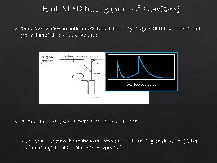 Hint: SLED tuning (sum of 2 cavities) Once the cavities are individually tuned, the