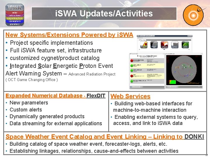 i. SWA Updates/Activities New Systems/Extensions Powered by i. SWA • Project specific implementations •