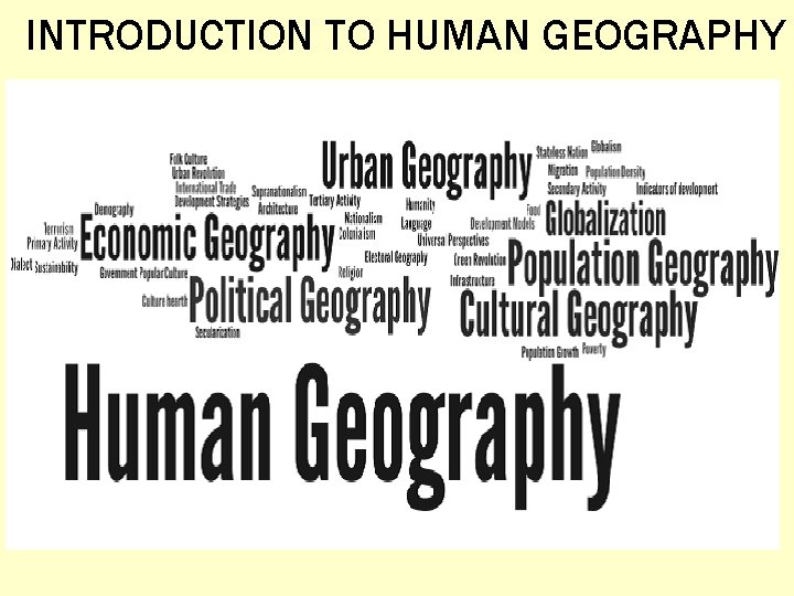 INTRODUCTION TO HUMAN GEOGRAPHY 