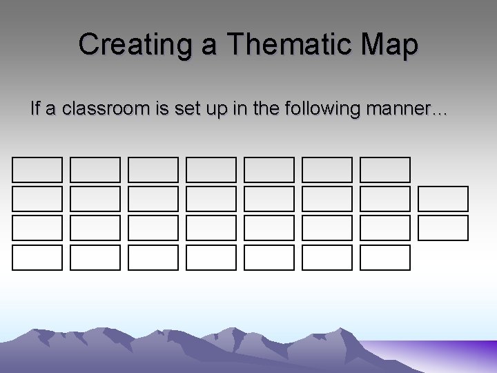 Creating a Thematic Map If a classroom is set up in the following manner…