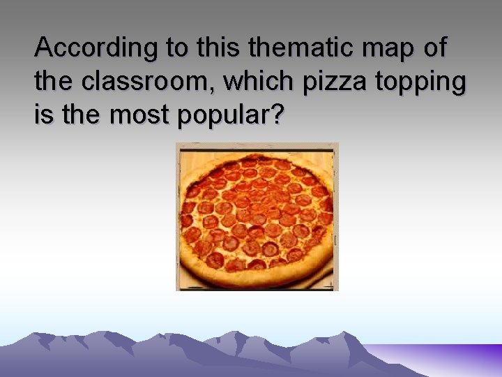 According to this thematic map of the classroom, which pizza topping is the most
