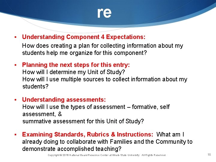 re § Understanding Component 4 Expectations: How does creating a plan for collecting information