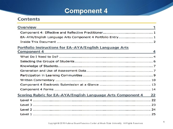 Component 4 Copyright © 2018 National Board Resource Center at Illinois State University. All